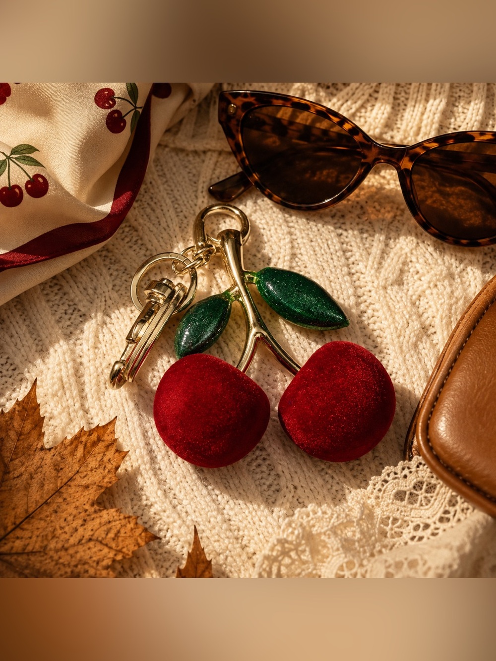 So Flocking Flocked! Red Cherry Bag Charm